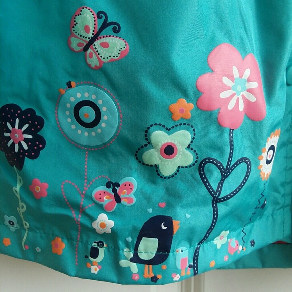 2/$25 Easter Blue Floral Raincoat Rain Coat Jacket - Picture 4 of 5